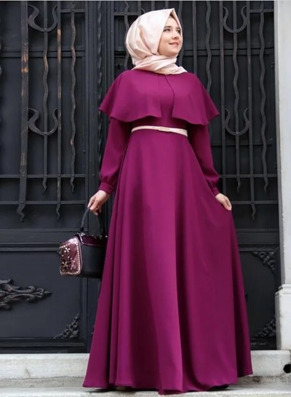 Fashion Cape Poncho Neck Muslim Dress Big Size Lady Chiffon Islamic Women Long Loose Dresses Dubai Middle East Arab Abaya | Тематическая
