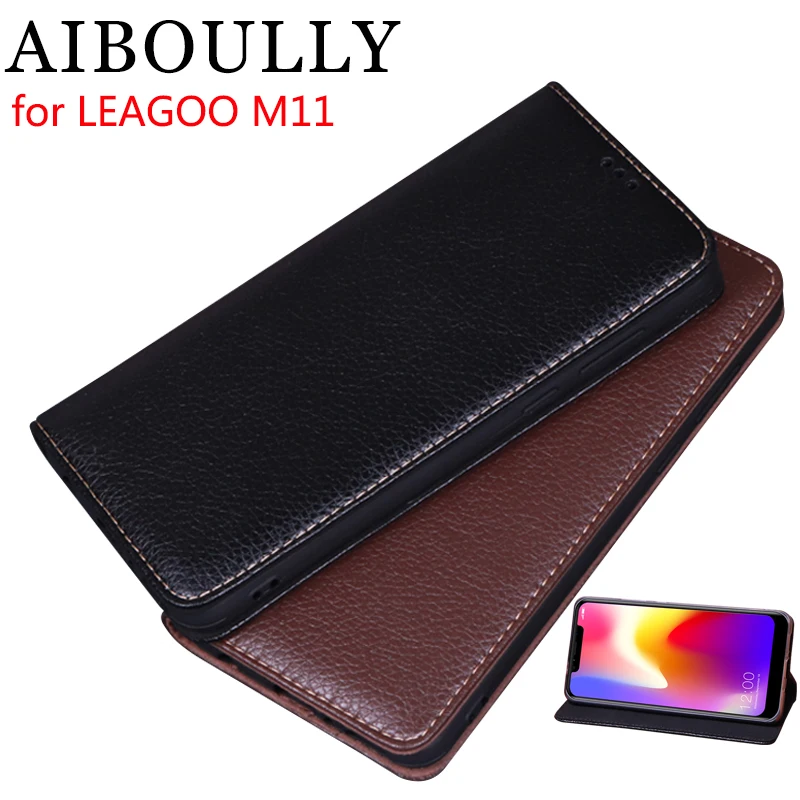 Роскошный кожаный флип-чехол aibloly для LEAGOO M11 5 дюймов чехол-подставка мобильного