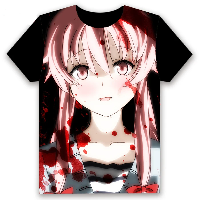 Аниме футболка Mirai Nikki Gasai Yuno косплей с коротким рукавом унисекс Повседневная
