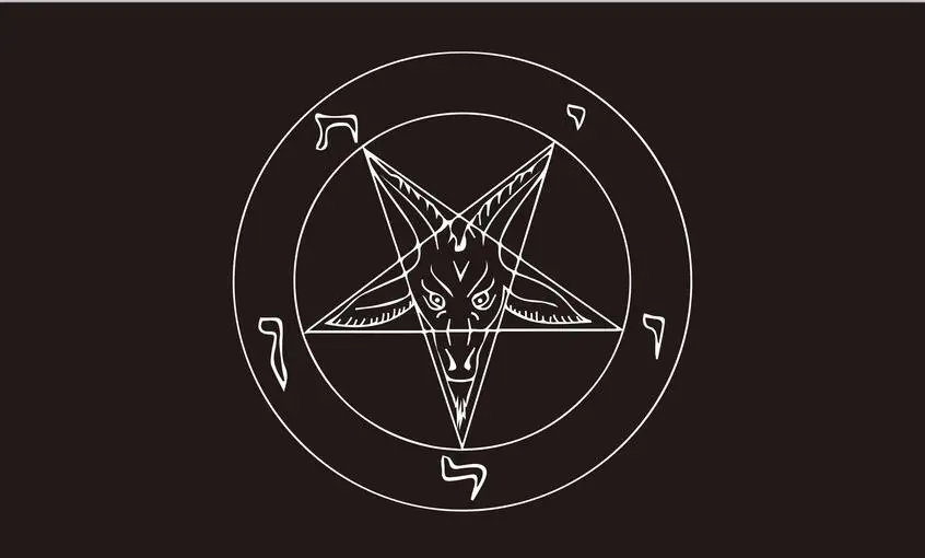 

free shipping xvggdg flag church SATAN flag 5ft * 3 ft - Knights Templar Satan pentagram flag