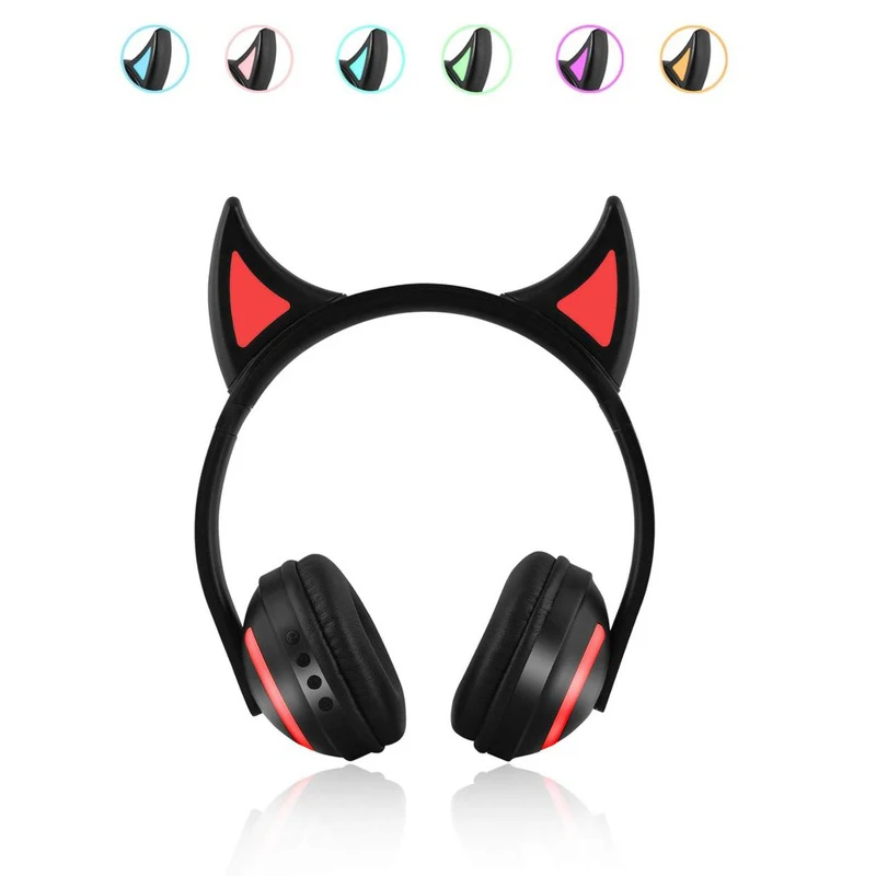 GTIPPOR кошачьи наушники Bluetooth стерео наушники мигающие светящиеся кошачьи наушники игровая гарнитура наушники 7 цветов светодиодный светильник