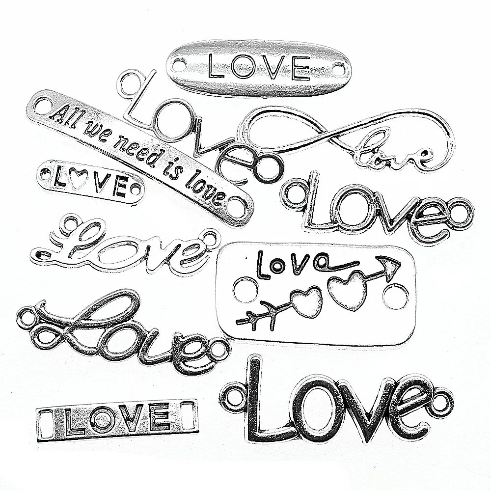 

Designer Charms Love Connector Antique Silver Color Love Connector Pendant Charms Love Charms Connector For Jewelry Making