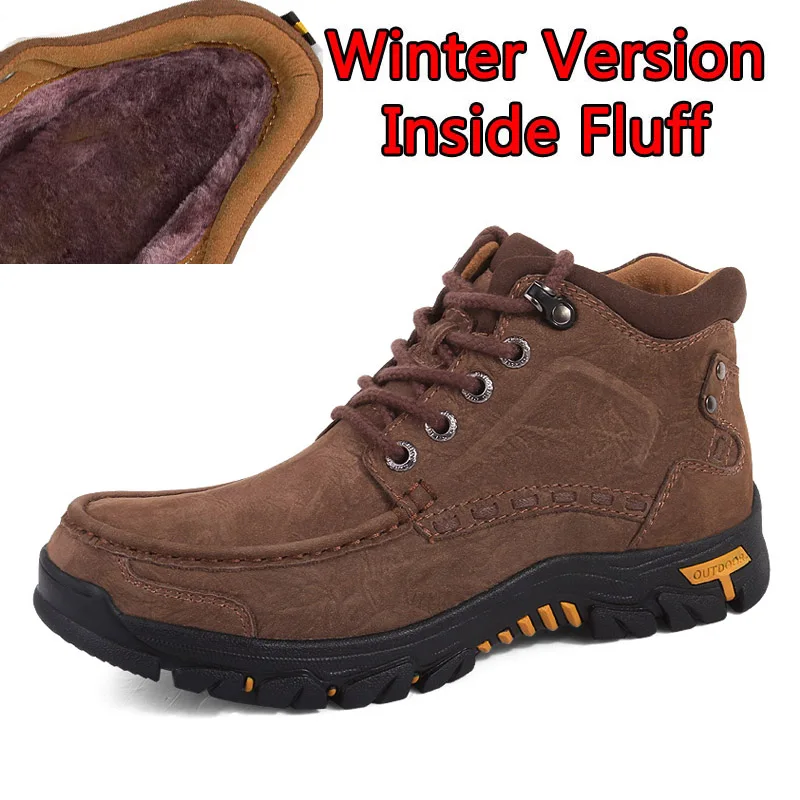 Winter Brown SURGUT/Новое поступление года; сезон осень-зима; Мужские Кожаные стильные модные рабочие ботинки; Зимние ботильоны Martin; большие размеры 38-47 - Цвет: Winter Brown