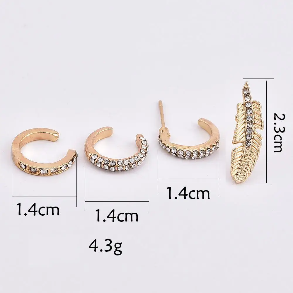 Новые корейские серьги модные ювелирные изделия в стиле панк виде листьев набор