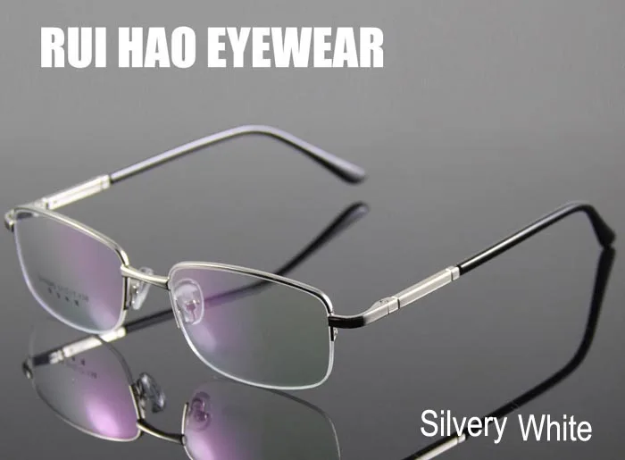 Silvery White Для мужчин оправа для очков Мужская половина бесконтактная оптическая рамка очки для чтения при миопии прогрессивная рецепт оправы для глаз Vitra Óculos - Цвет оправы: Silvery White