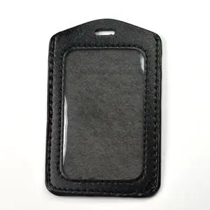 Вертикальный черный кожаный держатель для карт 15 шт. с отверстиями и цепи |