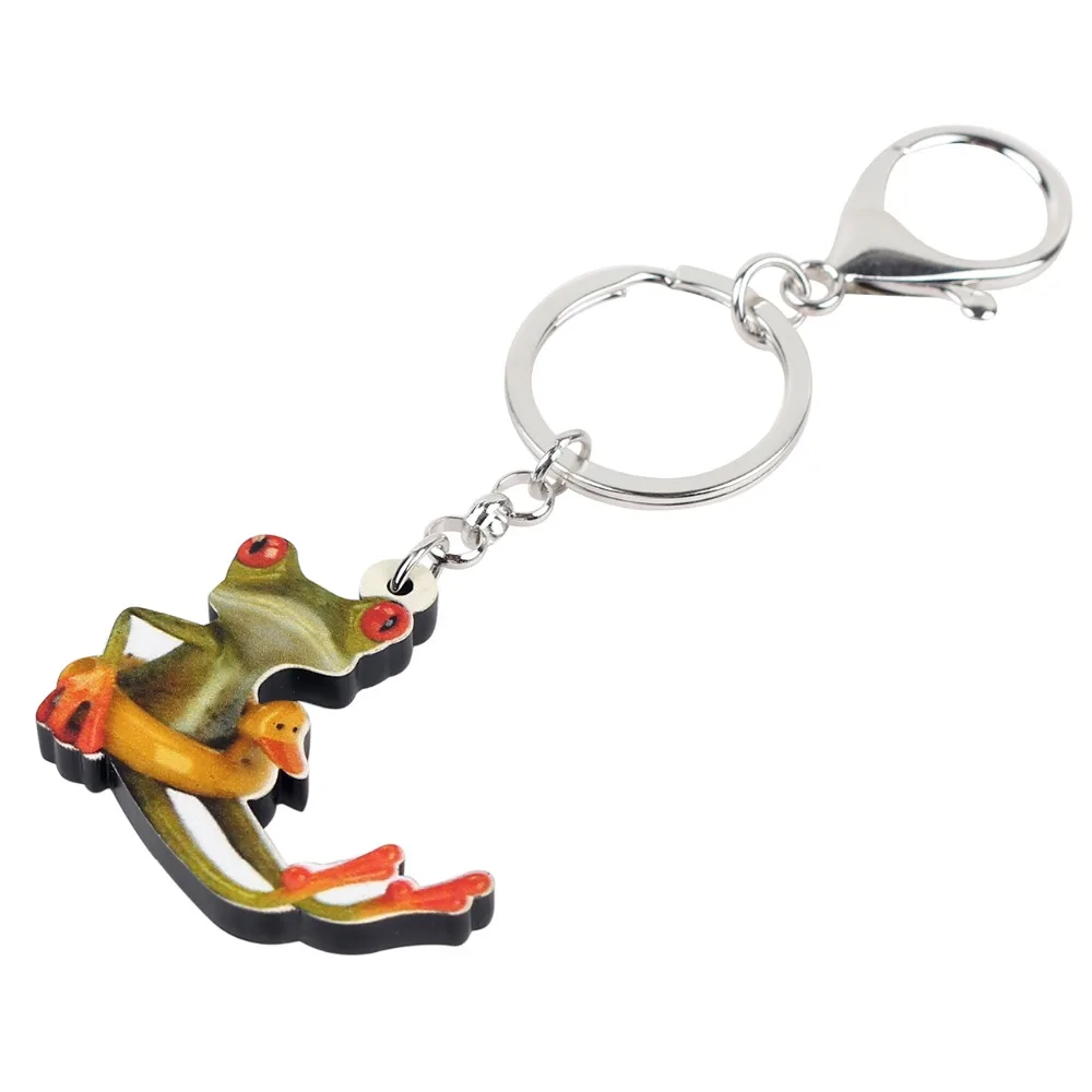 Bonsny Acrylic Swim Ring Frog Key Chains Keychain Holder Anime Animal Jewelry Gift For Women Girls Teens Bag Car Charms Pendant | Украшения