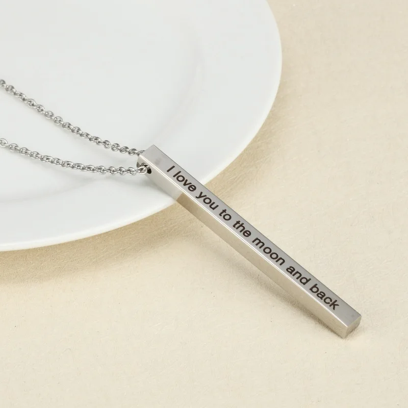 Gold Silver Stainless Steel Necklace Jewelry Inspirational Lettering I love you to the moon and back | Украшения и аксессуары