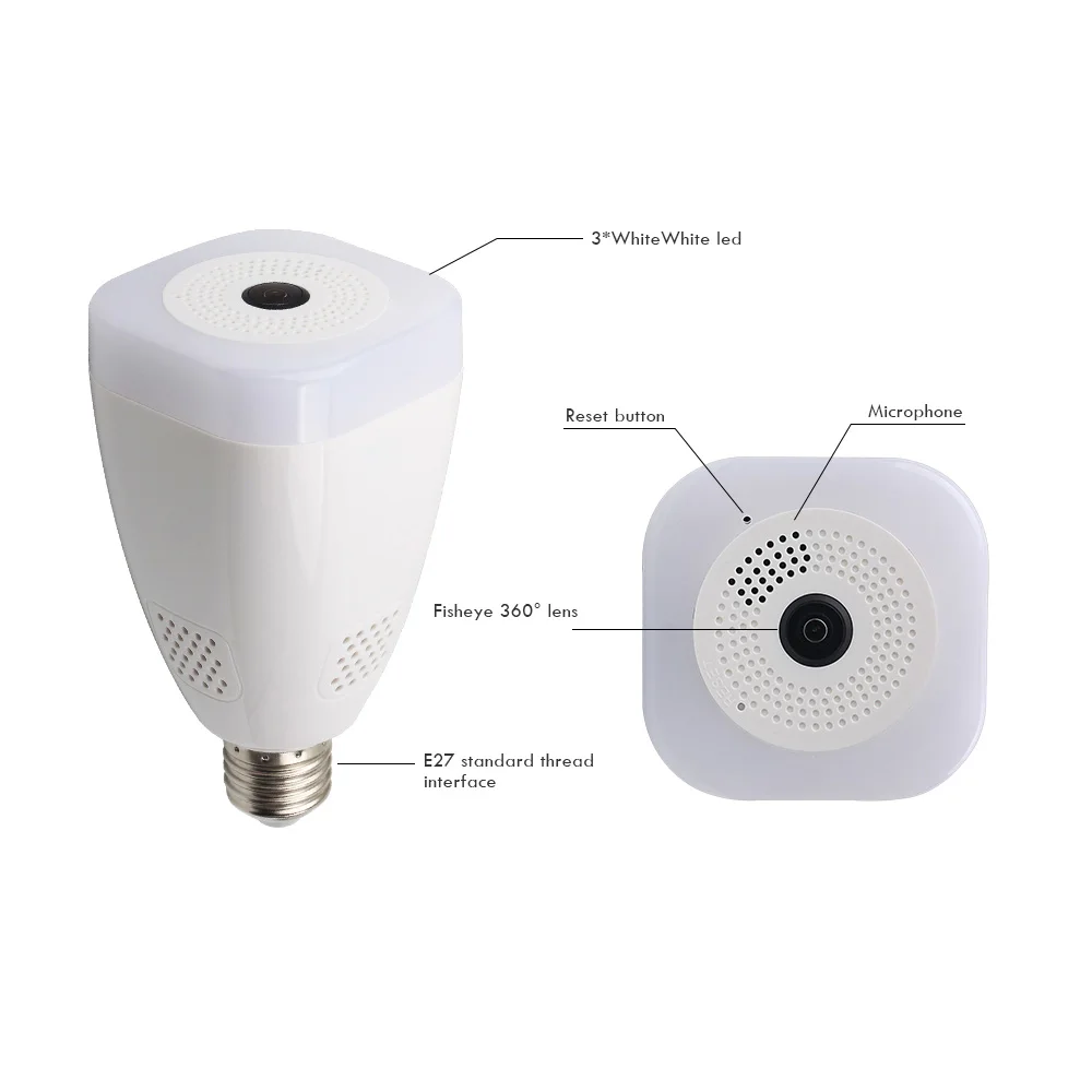 ZGWANG 360 Degree 1080P Wireless 3D IP Camera Panoramic Wifi Lamp Mini CCTV Surveillance Home Security Bulb Light | Безопасность и