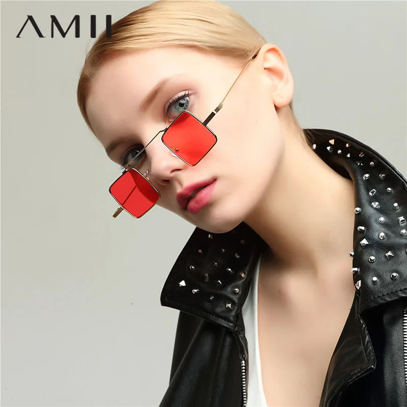 AMII Новый FashionWo Для мужчин солнцезащитные очки элегантные прямоугольник металла