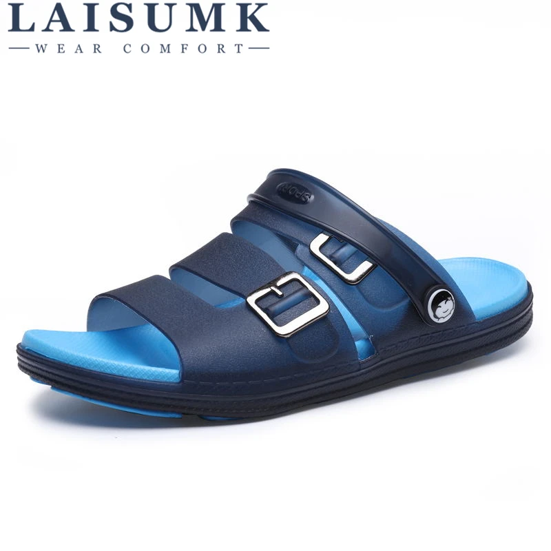 

LAISUMK New 2020 Summer Men Sandals Fashion Hollow Out Breathable Beach Slippers Flip Flops Slippers male Sandals