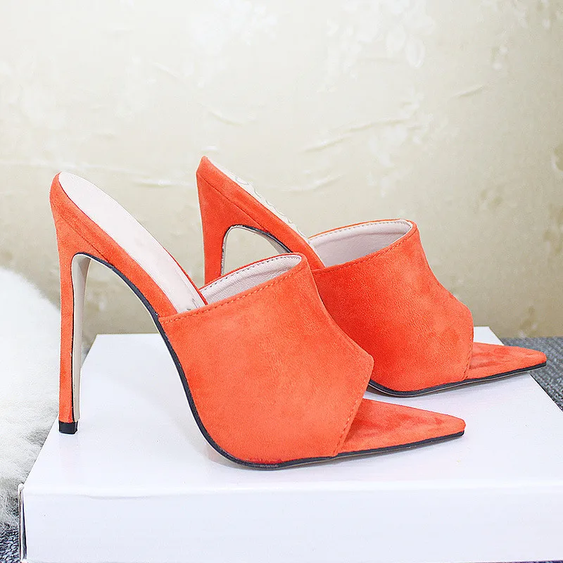 Босоножки женские с открытым носком флоковые сандалии на очень высоком каблуке