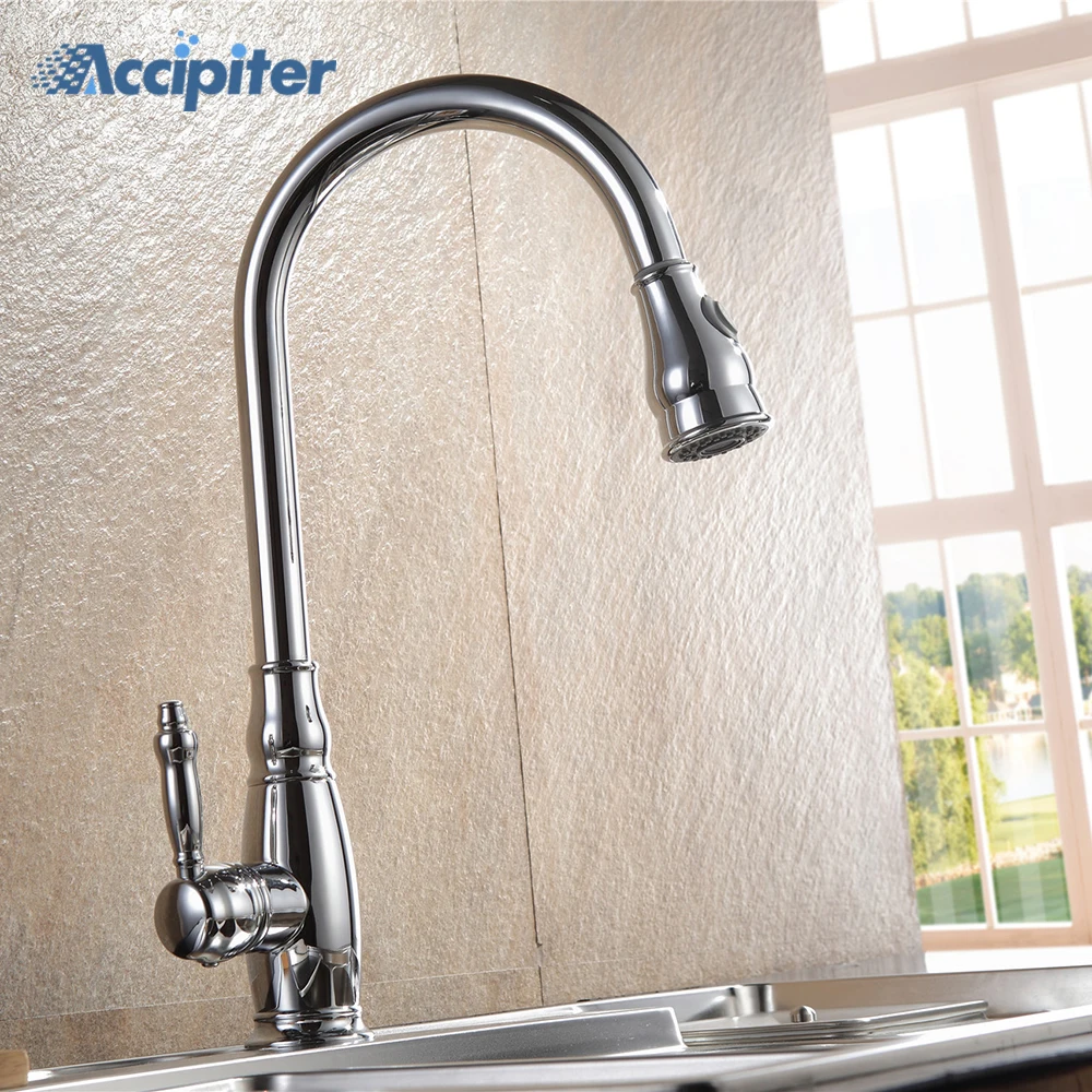 Выдвижной кухонный смеситель хромированный никелевый Черный кран для раковины