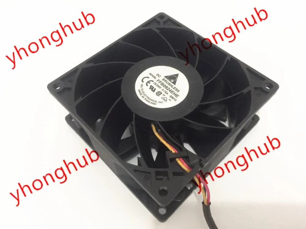Delta Electronics FFB0924EHE SM10 DC 24V 0.75A защитного стекла 92x92x38 мм версия 3 провода Сервер