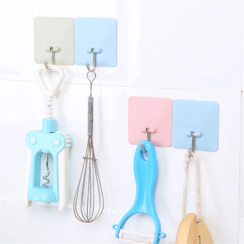 1 шт., квадратная настенная вешалка для ногтей, кухонный Крючок для ванной, бесшовный прочный самоклеящийся дверной крючок для стен ванной комнаты, крючок для полотенец