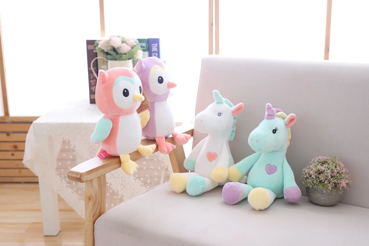 Плюшевая Радужная игрушечный Единорог Unicornio мягкая чучела Животные Кукла "Сова" игрушки для детей маленьких девочек Рождественский фантастический подарок