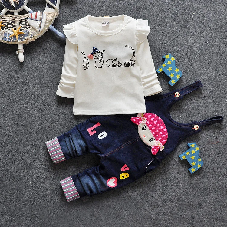 Бесплатная доставка Милые комплекты из 2 предметов для маленьких девочек