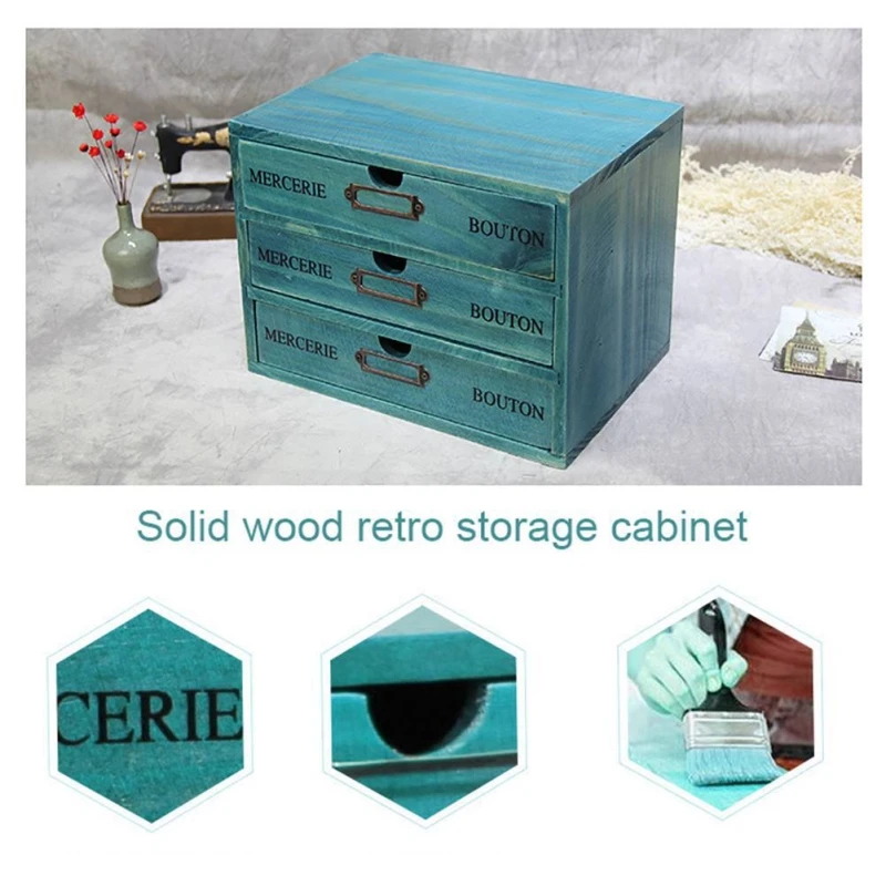 Ящик для хранения из цельного дерева настольный органайзер коробка в стиле ретро