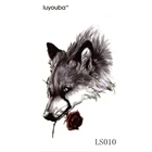 Водостойкие Временные татуировки раненого одинокого волка, мужские временные татуировки с грустными животными, наклейка-тату Временная тату наклейка для рук Роза