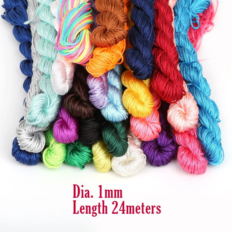 Нейлоновый шнур для браслета 24 м смешанный цвет 1 мм|rattail cord|polyester cordthread 1mm |