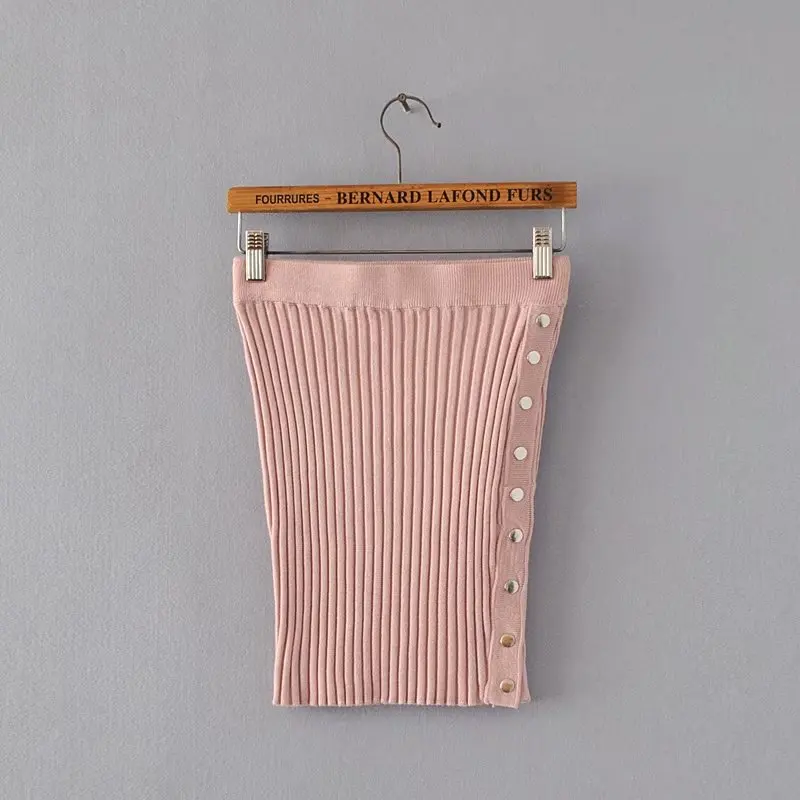 Сексуальная вязаная юбка с разрезом сбоку Женская Летняя Повседневная мини-юбка