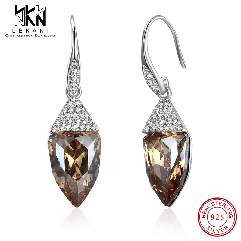 Женские серьги с кристаллами Swarovski элегантная винтажная серебряная серьга