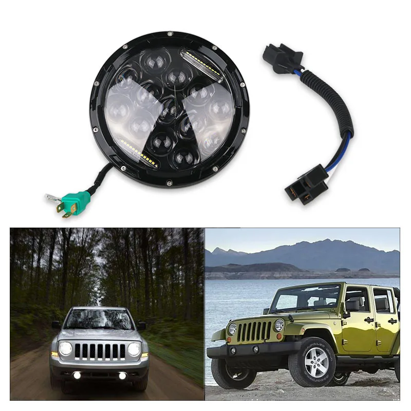 75 Вт 7 дюймов круглый светодиодный светильник на голову для Jeep Wrangler низкий