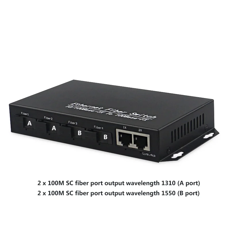Оптоволоконный коммутатор с 4 портами в rj45 медиаконвертер 10/100 м волокна и 2 CAT5/6 VLAN