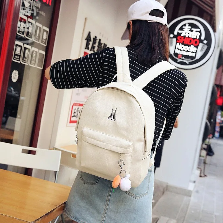 2018 новый корейский вариант холст backbag Harajuku вышивка кошка студенты сумка обувь для