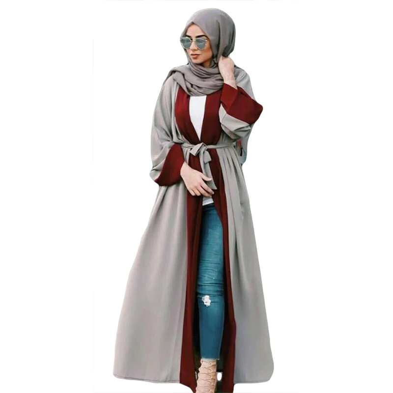 Женское мусульманское платье с открытой передней частью Abaya кафтан Дубай абаи