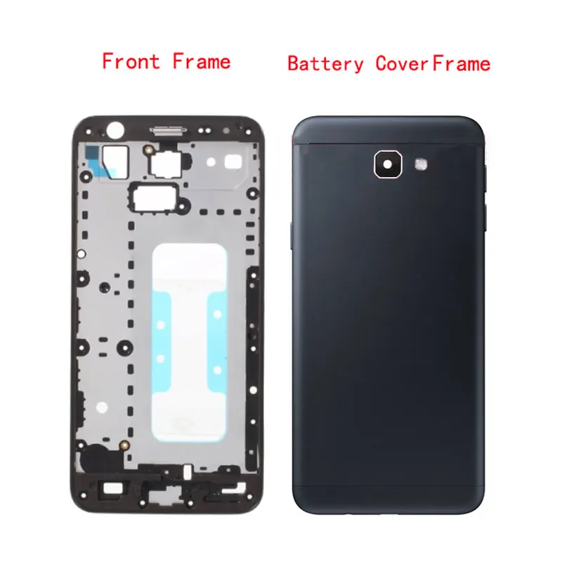 Передняя рамка корпуса для Samsung Galaxy J5 Prime On5() G510 G510F запасная часть задняя крышка батарейного отсека стеклянный корпус - Цвет: black-all