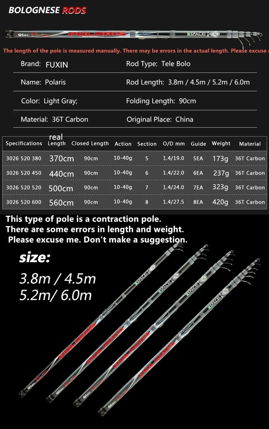 FUXIN polaris телескопическая рыболовная удочка портативный Bolo стержень 3 8 6 0 м 90 см