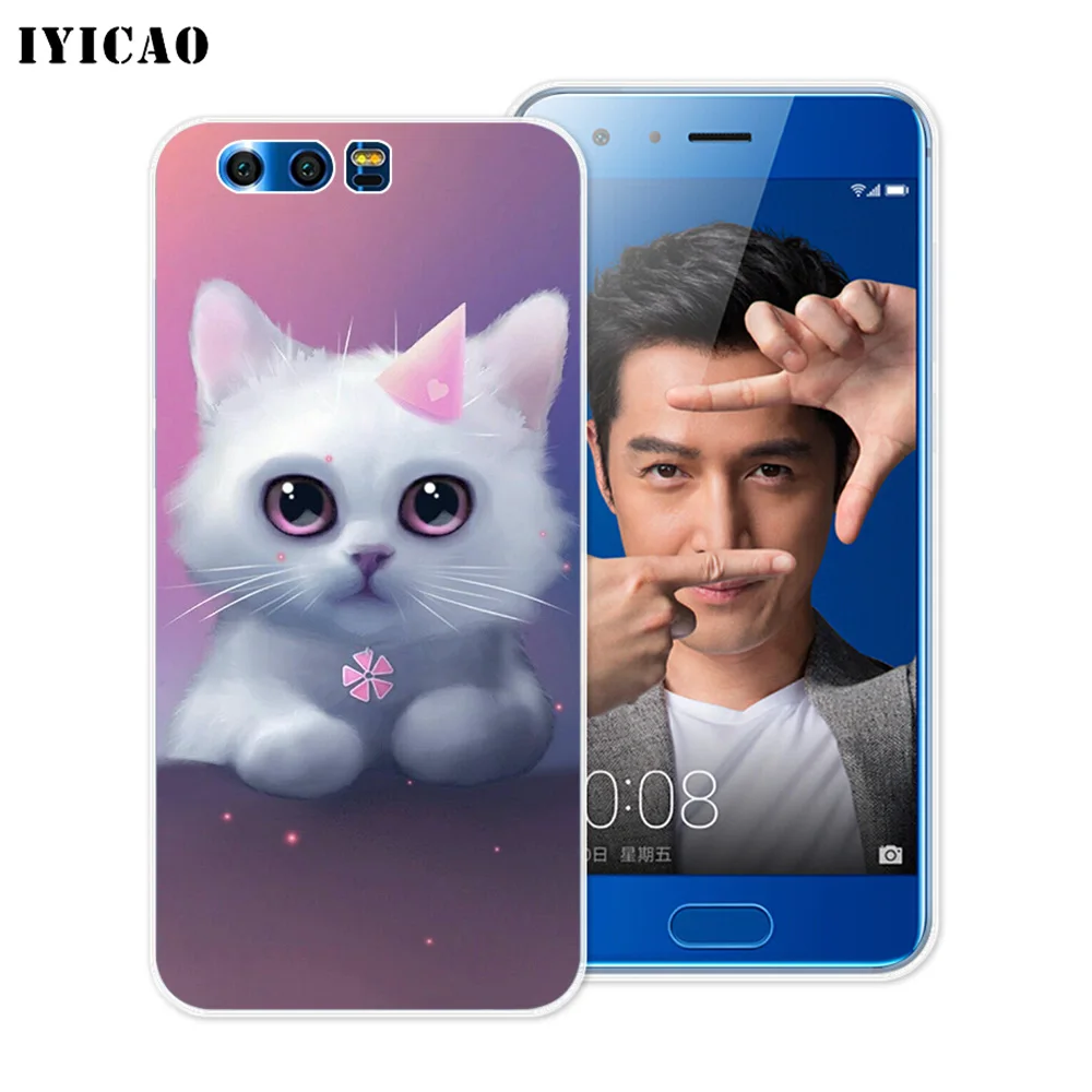 IYICAO cute neon kitty Soft Silicone Case for Huawei Y9 Y7 Y6 Prime 2018 Honor 8C 8X 8 9 10 Lite 7X 7C 6A 7A Pro Cover | Мобильные
