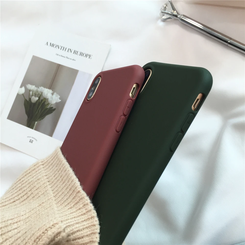 Чехлы для iphone 7 Ретро милый сплошной Цвет конфеты 6 S 8 Plus X Популярные обычный
