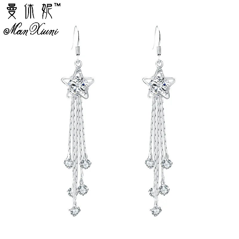 Серьги-подвески boucle d'oreille из розового золота со звездой модные длинные серьги с