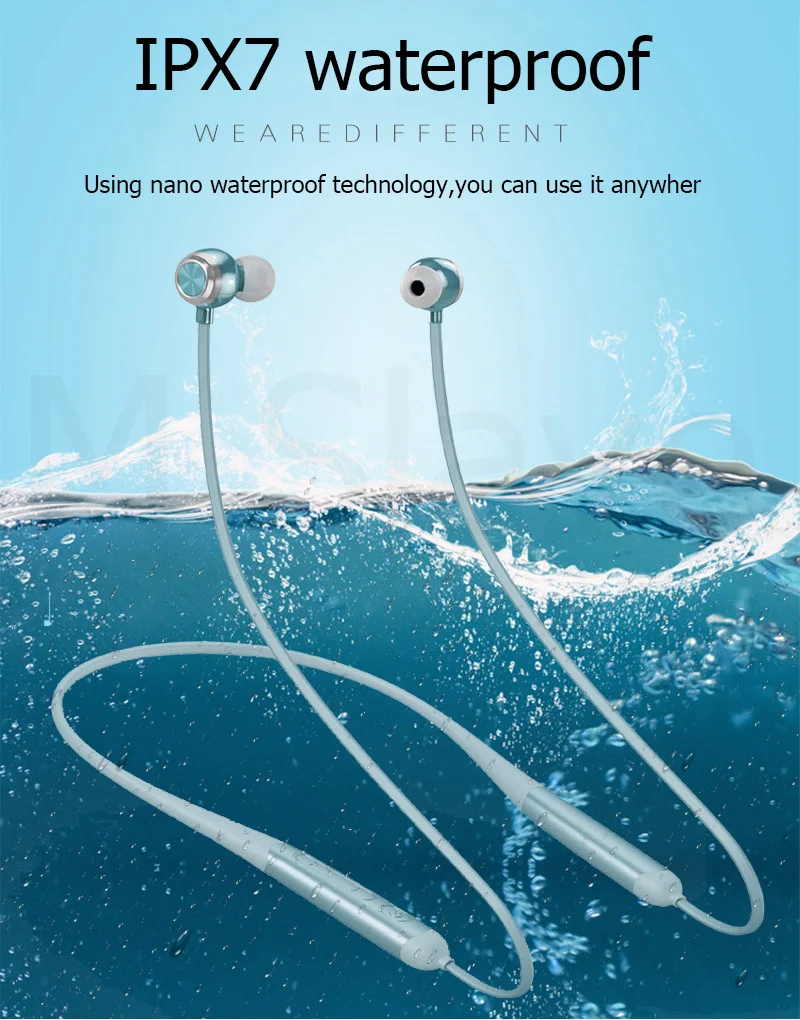 T8 силиконовая беспроводная Спортивная bluetooth-гарнитура с шейным креплением IP68