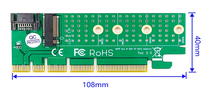 NGFF M.2 B Ключ шины SATA SSD для SATA3.0 адаптер Питание от PCIe слот для M.2 SSD