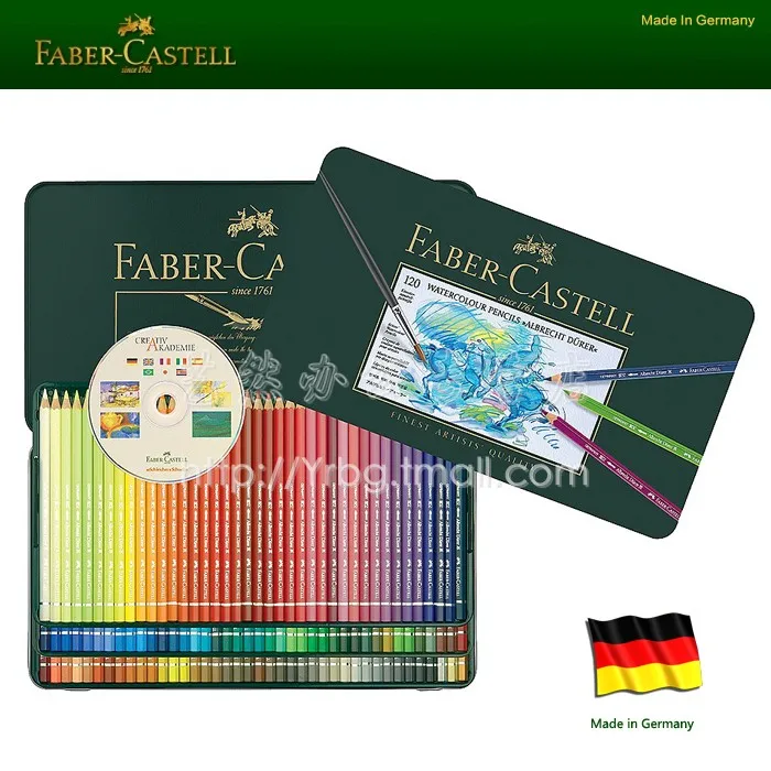 

Faber castell green tin advanced water soluble color 12 colors water-soluble colored pencil 12pcs/lot