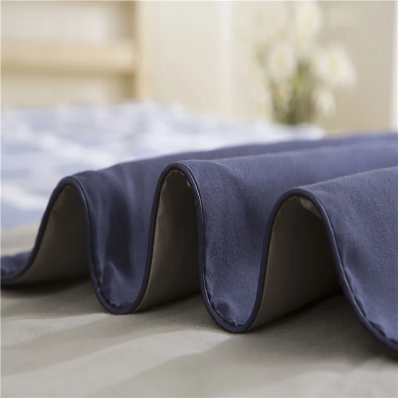 Синее однотонное постельное белье комплект из 4 предметов Семейный простыня