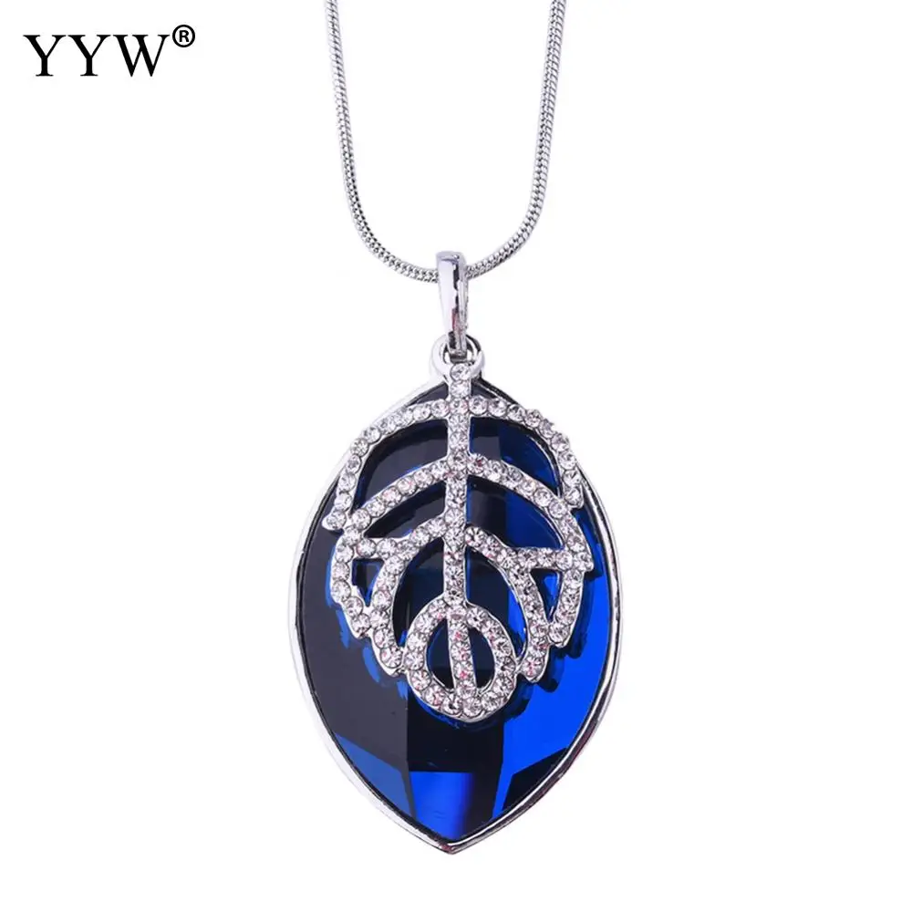 YYW 2019 New Fashion Sweater Chain Necklace With Crystal 25.6-Inch Ladies Jewelry Gift Leaf Silver-Plated Snake | Украшения и