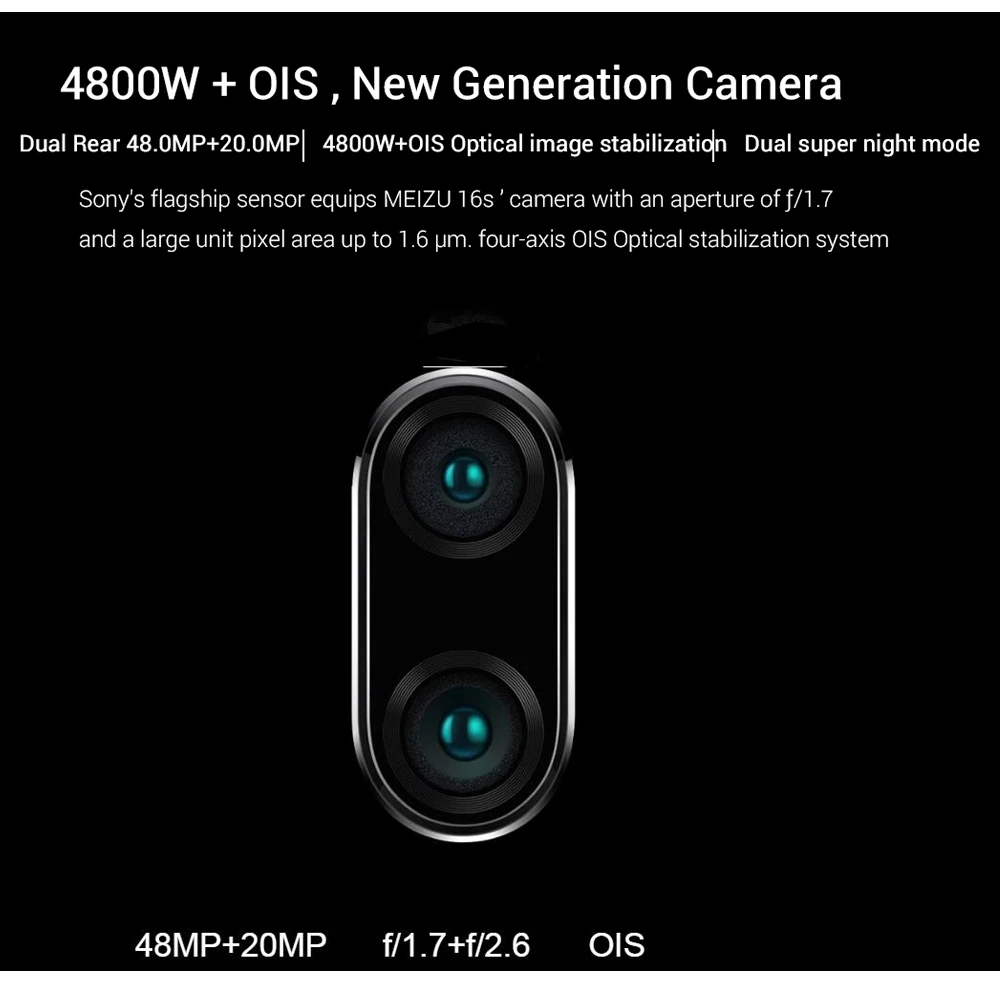 Мобильный телефон Meizu 16 s, 6,2 дюймов, 6 ГБ ОЗУ, 128 Гб ПЗУ, Snapdragon 855, задняя камера 48 Мп+ 20 МП, фронтальная камера 20 МП, 3600 мАч, разблокировка экрана
