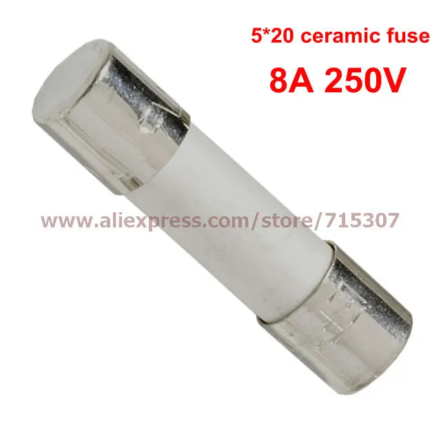 PHISCALE 100pcs 5*20 / 5x20mm Ceramic fuse 8A 250V | Обустройство дома