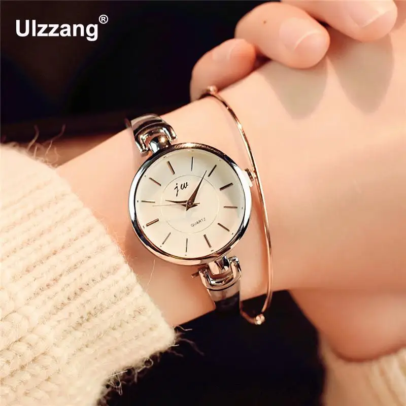 Модные простые тонкие женские кварцевые наручные часы Ulta с металлическим