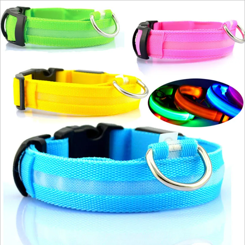 Nylon LED Pet Dog Collar Night Safety Flash Glow In The Dark Leash Luminous Fluorescent Supplies | Дом и сад