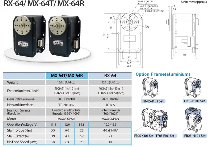 Фото ROBOTIS DYNAMIXEL MX-64R servo Dynamixel специальный сервопривод для оригинального корейского робота №2