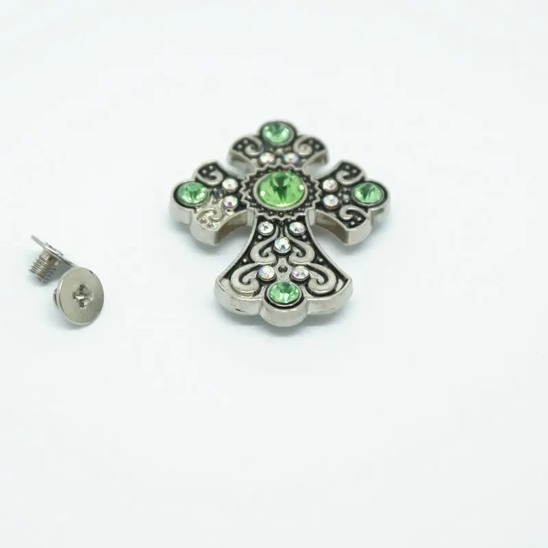 Антикварная крест ремень Concho Screwback Rhinestone Кончо Кожевенное ремесло для пояса DIY Аппаратные средства Кристалл ремень Интимные аксессуары