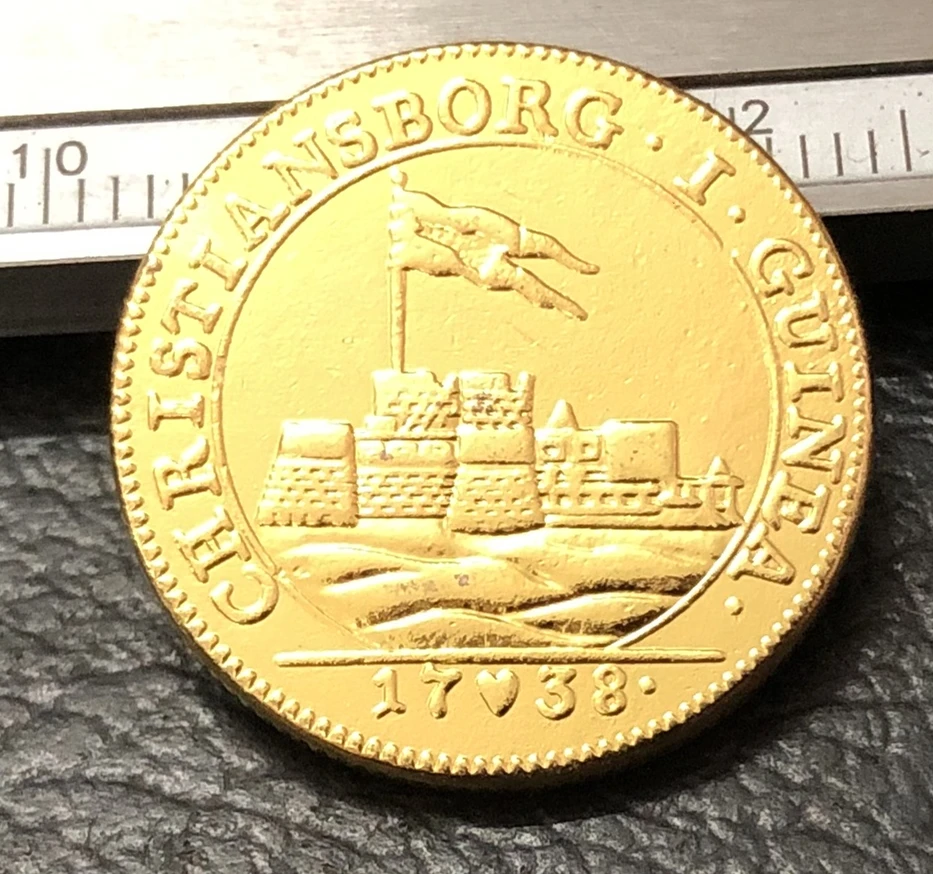 1738 Дания 1 Дукат Кристиан VI 22K позолоченная копировальная монета|coin coins|coin goldcoin copy |