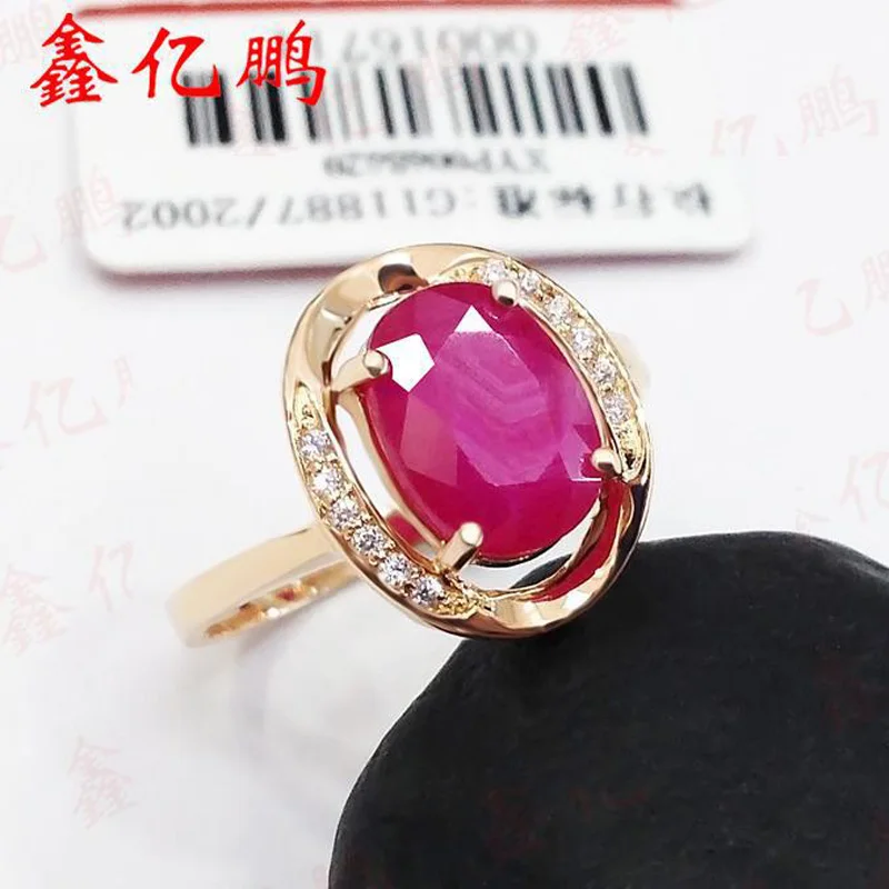 Xin yi peng 18 k желтое золото инкрустированное кольцо из природного рубина, Женское кольцо, свадебный подарок