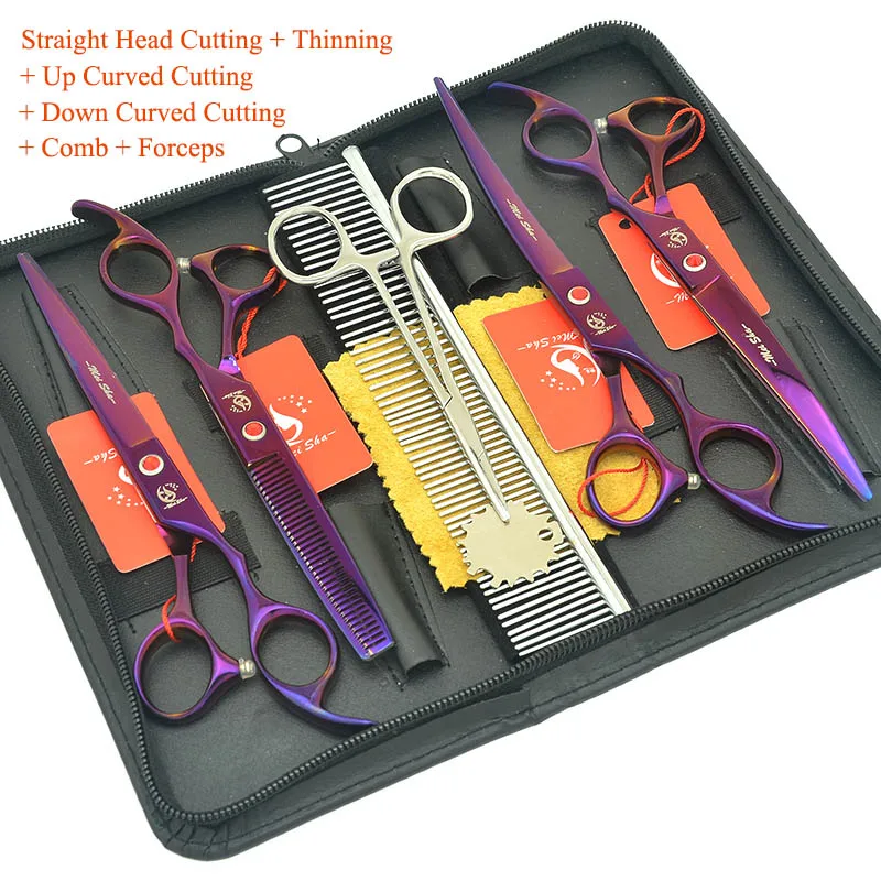HB0235 with bag Meisha " профессиональные ножницы для ухода за домашними животными набор животных прямые и истончение и изогнутые ножницы с расческой сумка Аксессуары для собак HB0233 - Цвет: HB0235 with bag