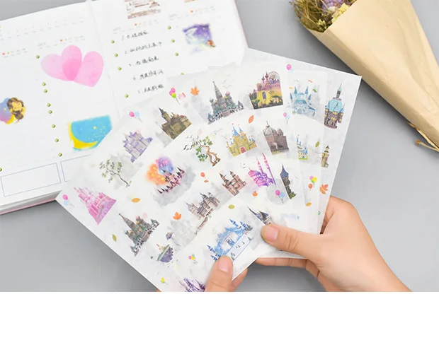 

6pcs Dream castle paper sticker diy decoration Diary Book Planner sticker for album scrapbooking Decoration papeleria sale